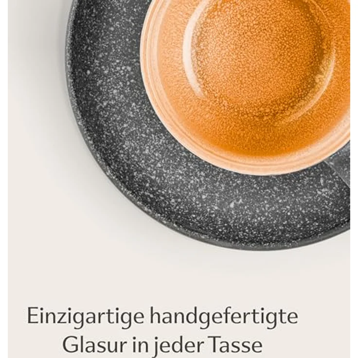 Cosumy Cappuccinotasse Espressotassen mit Untertassen 4er Set - 90 ml Keramik gelb, 8-tlg, Keramik, Warm – Bild 4