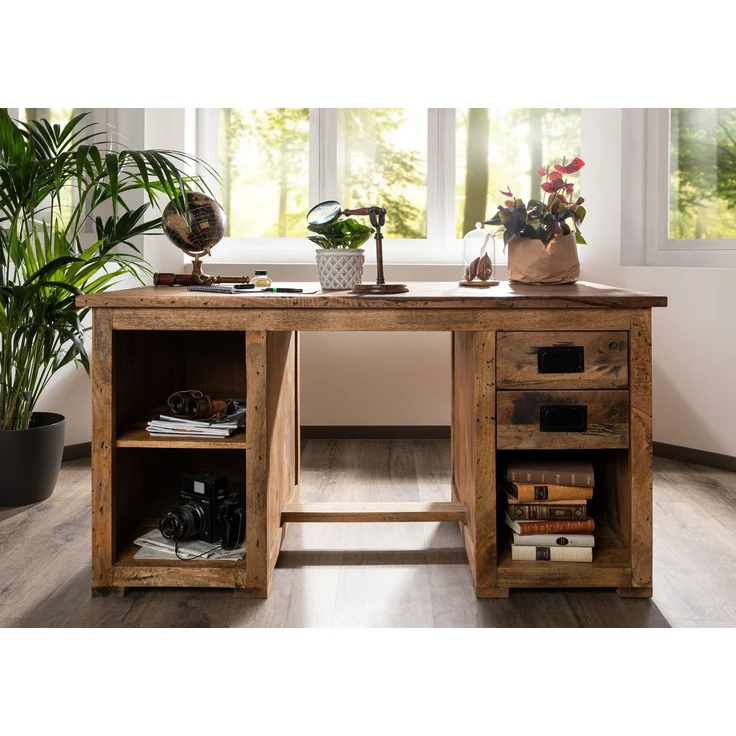 Schreibtisch Mango 140x80x76 natur lackiert RAILWAY #161 – Bild 3