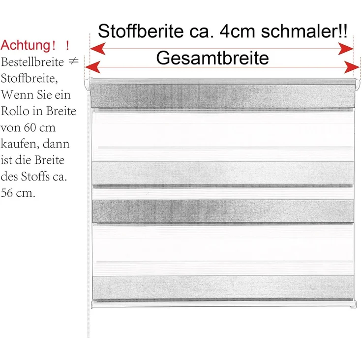 WOLTU Doppelrollo Klemmfix ohne Bohren Grau 45x150 cm (BxH), Duo Rollo Zebrarollo Fensterrollo Klemmrollo Seitenzugrollo Easyfix lichtdurchlässig & verdunkelnd Rollos für Fenster und Tür – Bild 5