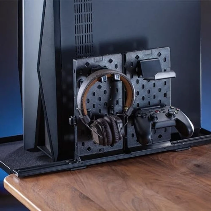 NanoRS RS174 Schreibtisch-Verlängerung mit Stecklafelablage und 60x30,9 cm Ablage, Schreibtisch-Erweiterungstablett, bis zu 20 kg belastbar, Kopfhörerhalterung, Befestigung via Tischklemme, Schwarz – Bild 4