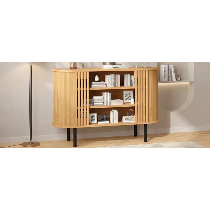 ZUBALIYA Sideboard 120x40x80 cm, aus MDF / Spanplatte, Natur – Bild 22