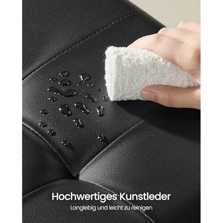 SONGMICS Sitzhocker mit Stauraum, kleine klappbare Sitzbank, 38 x 38 x 40 cm Fußbank, Aufbewahrungsbox, bis 300 kg belastbar, für Wohnzimmer Schlafzimmer Schlafsaal, Schwarz LSF0512B02 – Bild 4