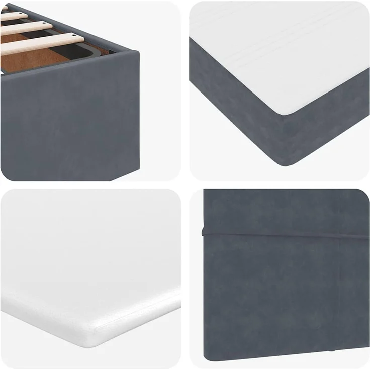 vidaXL Ottoman-Bett mit Matratze & LEDs Dunkelgrau 100x200 cm Samt 3312603 – Bild 12