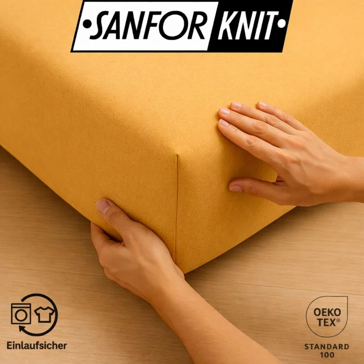 EXKLUSIV HEIMTEXTIL Jersey Spannbettlaken Premium 90 x 200 cm Gelb 100% Baumwolle Öko - Tex Zertifiziert Bed-Sheet Bettlaken Spannbetttuch Topper Leinentuch – Bild 5