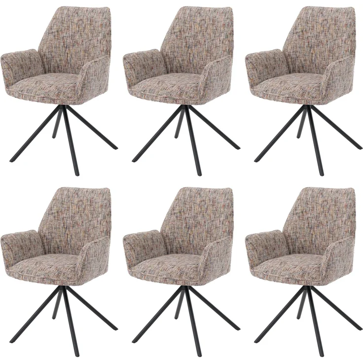 6er-Set Esszimmerstuhl HWC-G67, drehbar Auto-Position Metall Chenille (410g/m²) ~ Gestell schwarz, bunt – Bild 9