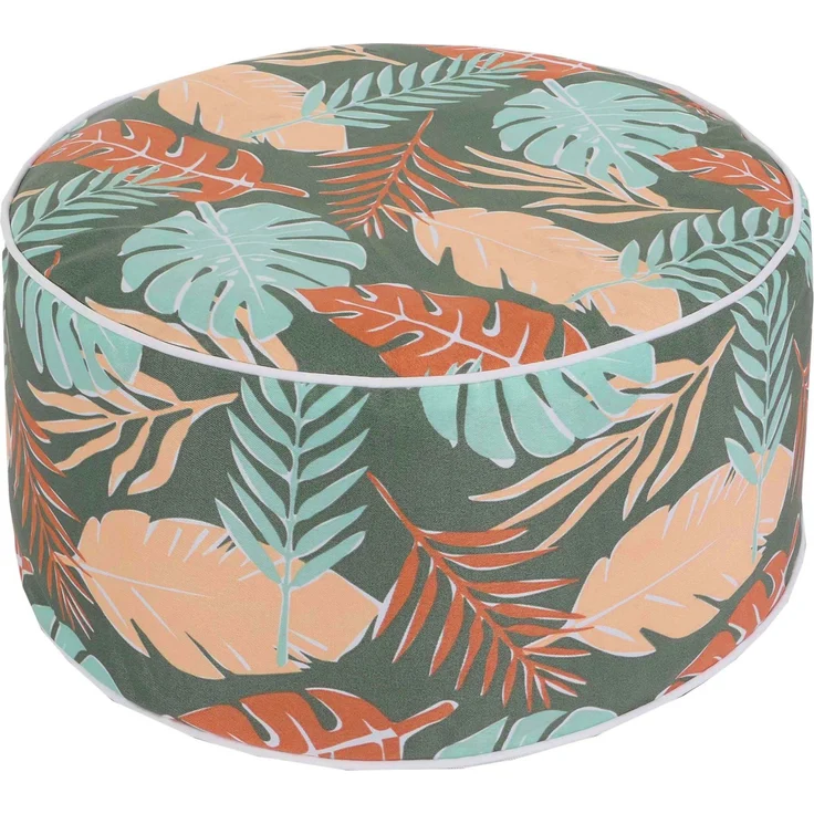 Sitzhocker HWC-G31, Pouf Sitzkissen Sitzsack Gartenhocker, aufblasbar In-/Outdoor Spun Poly 29x55cm ~ Blatt-Design – Bild 1