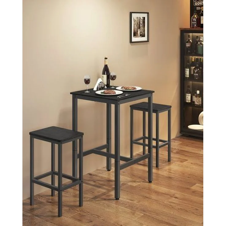 Songmics 'Vasagle' Bartisch hoch, mit Stahlgestell, Ebenholzschwarz-Schwarz, 60 x 60 x 92 cm – Bild 1
