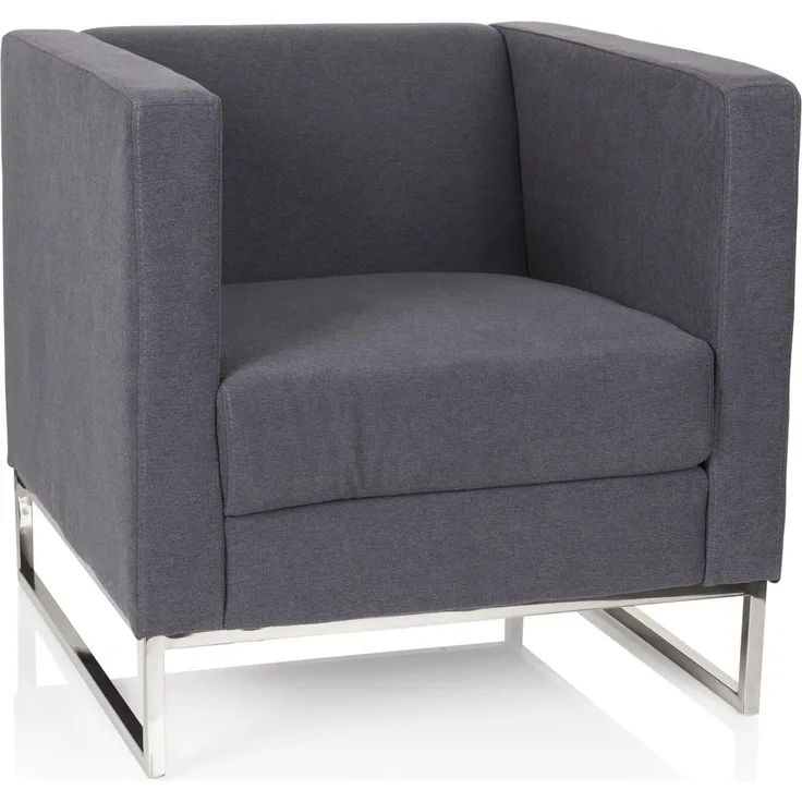 hjh OFFICE 713501 Lounge-Sessel Barbados Stoff Grau Moderner Cocktailsessel für höchsten Sitzkomfort