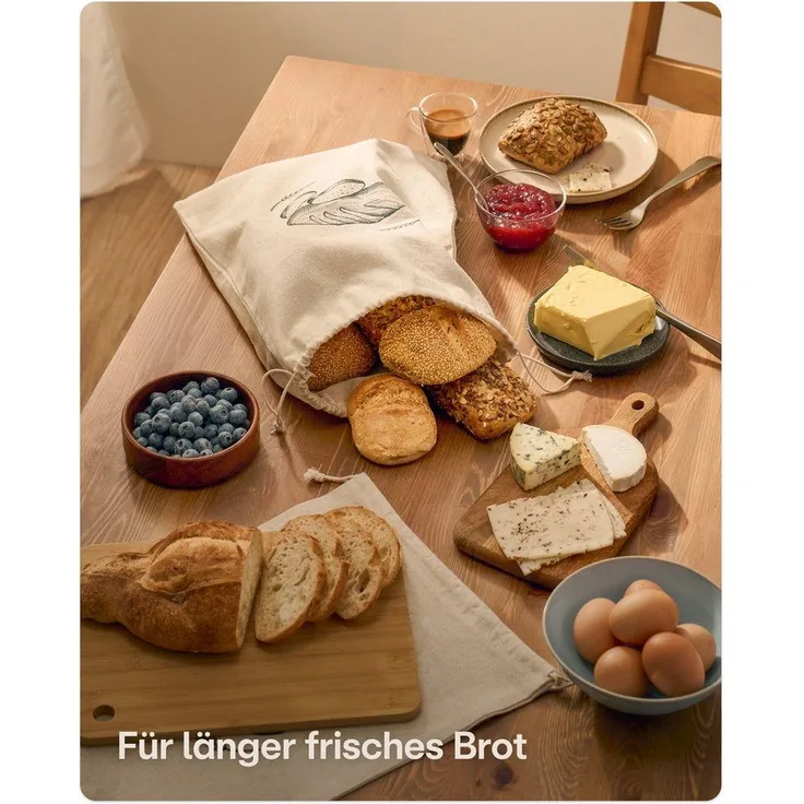 Praknu Brottasche 2x Leinen Brotbeutel 30x40cm – Großer Brotsack aus Dickem Stoff, Leinen, (2er Set, 2 x Brotbeutel Leinen 30x40cm), Extra Dicker Stoff & Wiederverwendbar – Brottaschen für Gebäck
