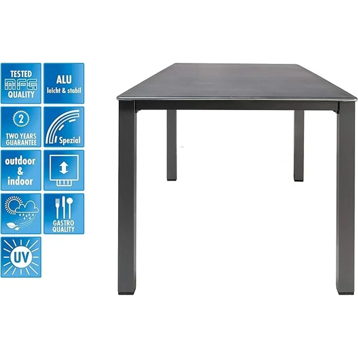 MFG Lofttisch mit wetterfester Tischplatte, Beton anthrazit, 160x90 cm – Bild 4
