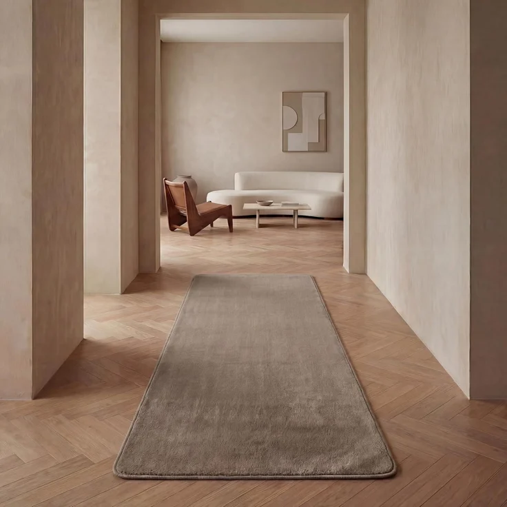 Jimri Moderner Teppich Wohnzimmer – Weich, Strapazierfähig & Pflegeleicht – Einfarbig Beige, Rund & Rechteckig – Hochwertige Verarbeitung – Oeko-TEX Zertifiziert – Beige, Läufer 80x250 cm
