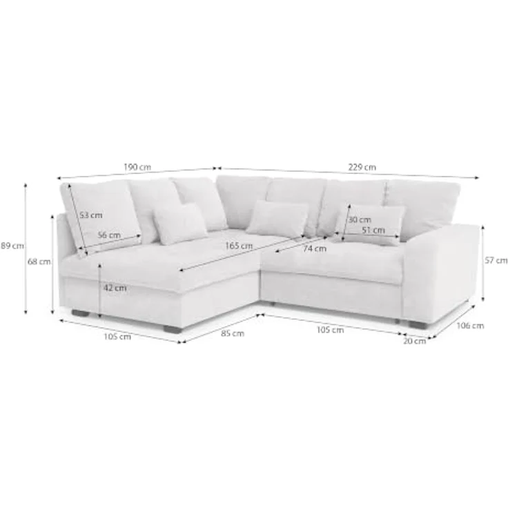 Beautysofa Ecksofa RAMO, Schlaffunktion 160x200 cm mit kostenlosem Topper, Velo-Stoff in modernem Design – Bild 2