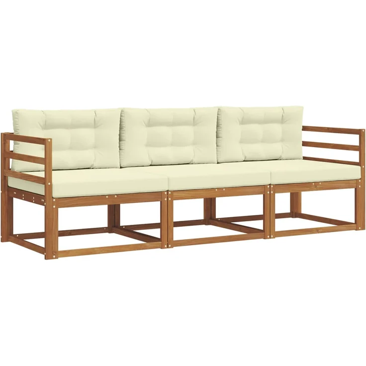vidaXL Outdoor-Sofagarnitur 3 stk. 3-Sitzer Natur und Creme 3367108 – Bild 2