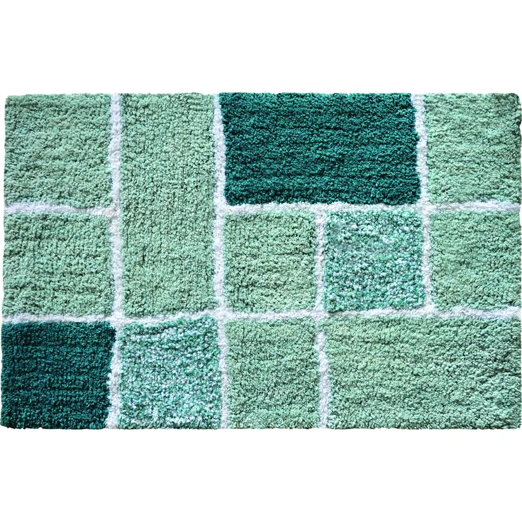 MSV Badteppich Badvorleger Mosaik Duschvorleger Hochflor Badematte 40x60 cm – Türkis