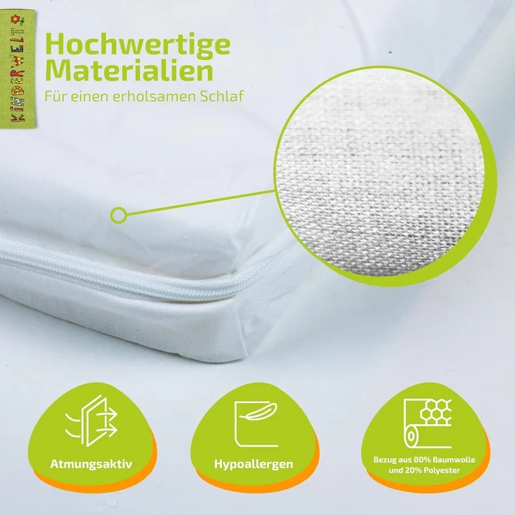 KiNDERWELT Babymatratze 40x90 cm, Schaumkernmatratze, Matratze für Babybett, Schaumstoffmatratze Baby und Neugeborene, Made in Germany – Bild 3