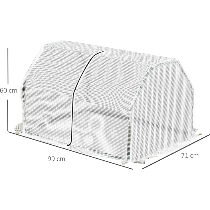MELAYR, Mini Gewächshaus, wetterbeständig, leicht zu transportieren, 99 cm x 71 cm x 60 cm, Folientunnel, Grün, Weiß – Bild 5