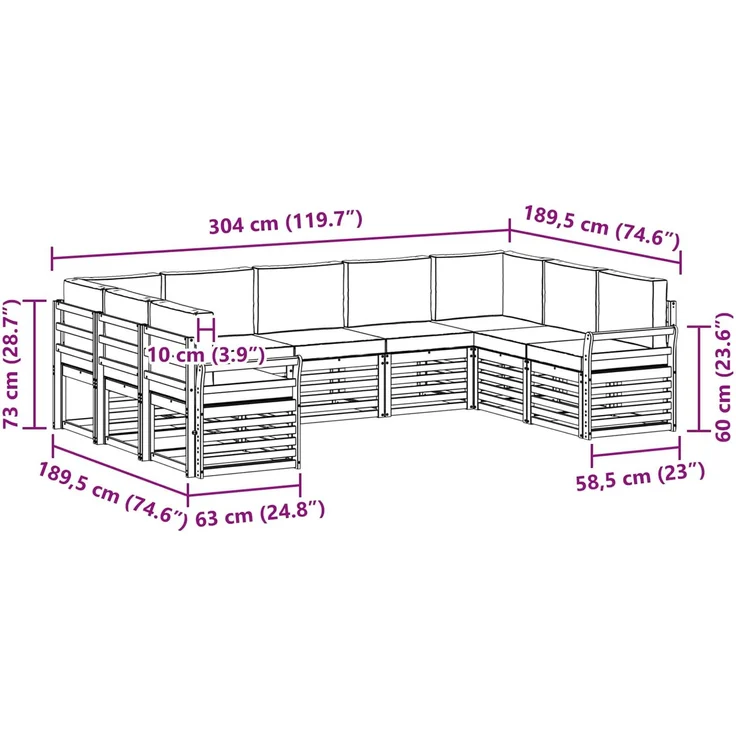 vidaXL Sofagarnituren Massivholz Akazie 3392507 – Bild 8