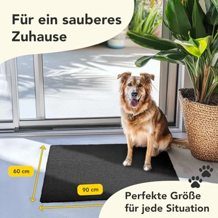 KARAT Fußmatte für Außen und Innen, 60x90 cm Schwarz 17mm Höhe, Türmatte aus Kokos, Schmutzfangmatte, Kokosmatte mit Rutschfester Rückseite für Haustür, Eingang – Bild 5