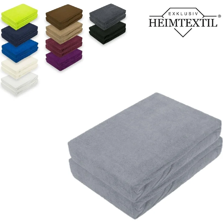 Frottee Spannbettlaken Rundumgummizug Marke Doppelpack 90 x 200 cm Grau – Bild 1
