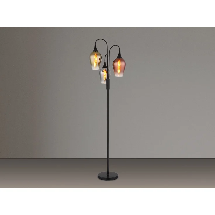 Stehleuchte, schwarz, Glas chrom gold kupfer, H 165 cm – Bild 3