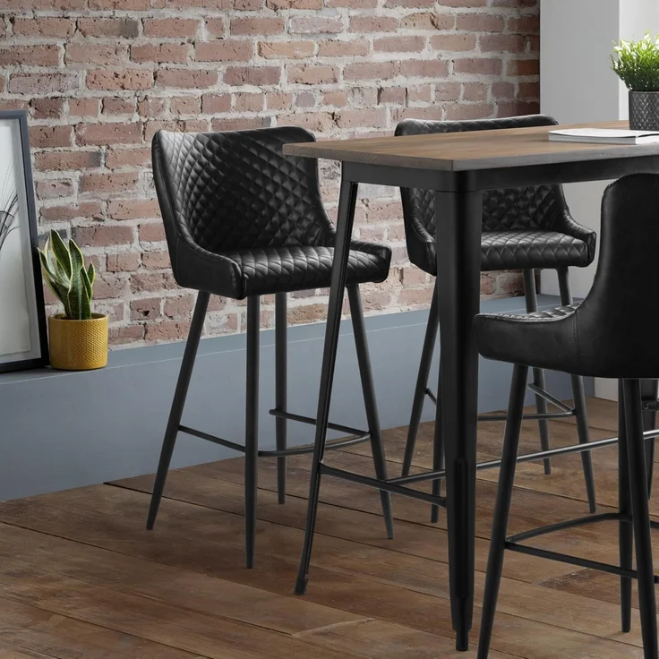 Julian Bowen Luxuriöser Barhocker aus Kunstleder - Schwarz – Bild 1