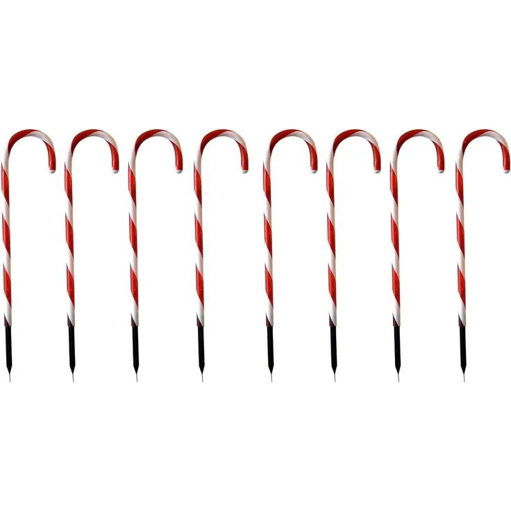 LED-Lichterkette Zuckerstangen 8er-Set Weihnachtsbeleuchtung Weihnachtsdeko Gartenbeleuchtung Gartendeko Winterdekoration Zuckerstange