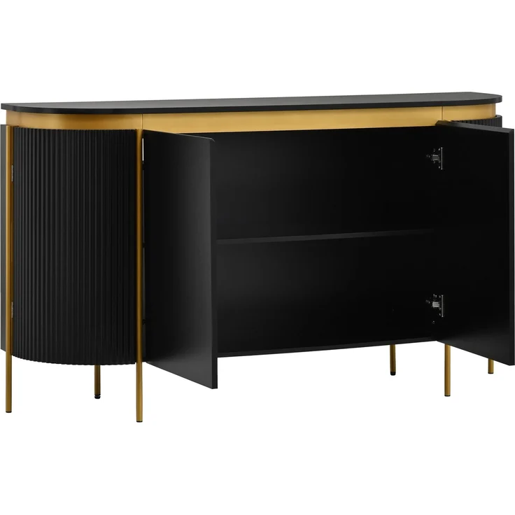 ZUBALIYA Sideboard 140x38x80 cm, mit 4 Türen, aus MDF, Schwarz – Bild 18