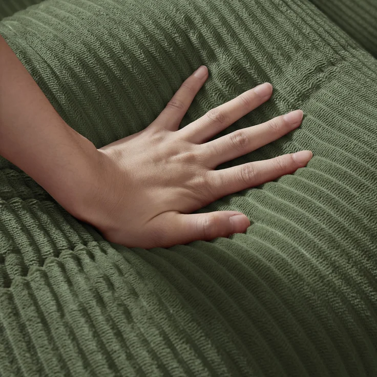 Schlafsofa Grün mit Veloursbezug, Kaltschaum und modularer Sitzfläche für flexibles Sitzen und Liegen,59 x 195 x 89 cm – Bild 8
