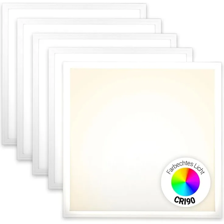 5x LED Panel 62x62 Neutralweiß 4000K 40W CRI90 Hohe Farbwiedergabe PLs3.0