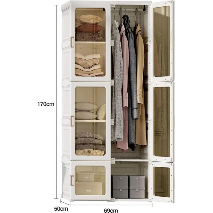 Dripex Kleiderschrank Faltbarer Schrank, Mehrzweckschrank, mit magnetische Türen Einfache Montage, faltbar – Bild 2
