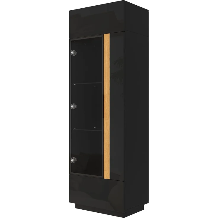 ZUBALIYA Vitrine (60 x 40 x 180 cm), LED - Beleuchtung, Glastüren, Aufbewahrung für Sammlerstücke, Geschirr und Dekoration, Schwarz – Bild 21