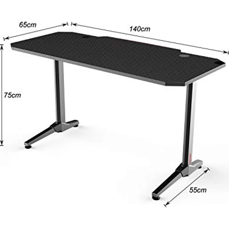SogesHome Gaming Tisch 140cm Gaming Schreibtisch Computertisch in T-Form Gaming Table PC Tisch Schreibtisch mit Mausunterlage, Getränkehalter und Kopfhörerhaken,Bürotisch Ergonomischer Gamer Tisch – Bild 4