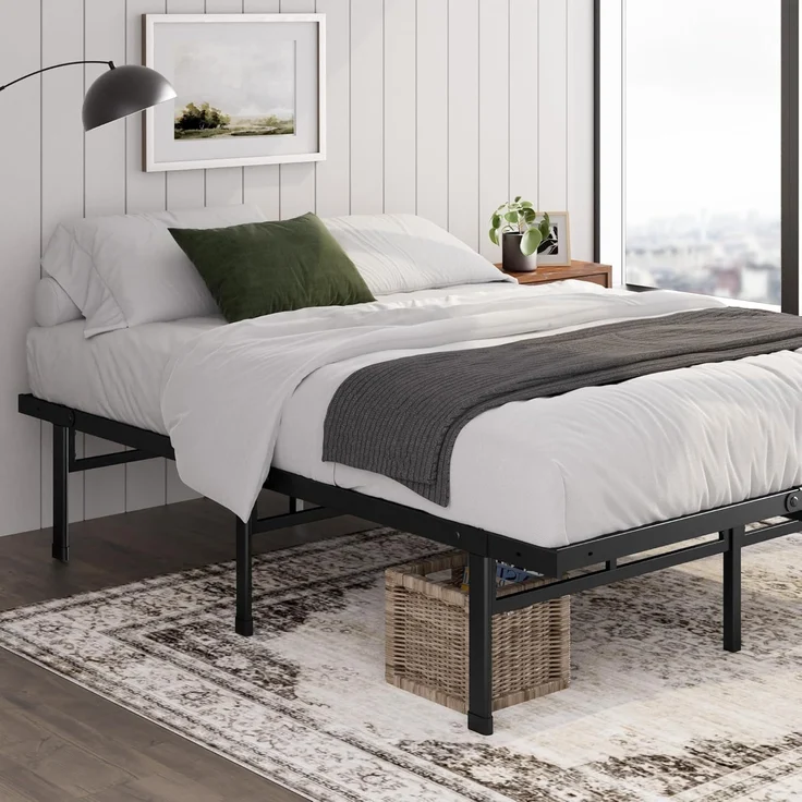 Zinus Justin Bett 80x190 cm – Bettgestell 36 cm hoch mit Stauraum unter dem Bett – Plattformbett aus Metall – Schwarz – Bild 1