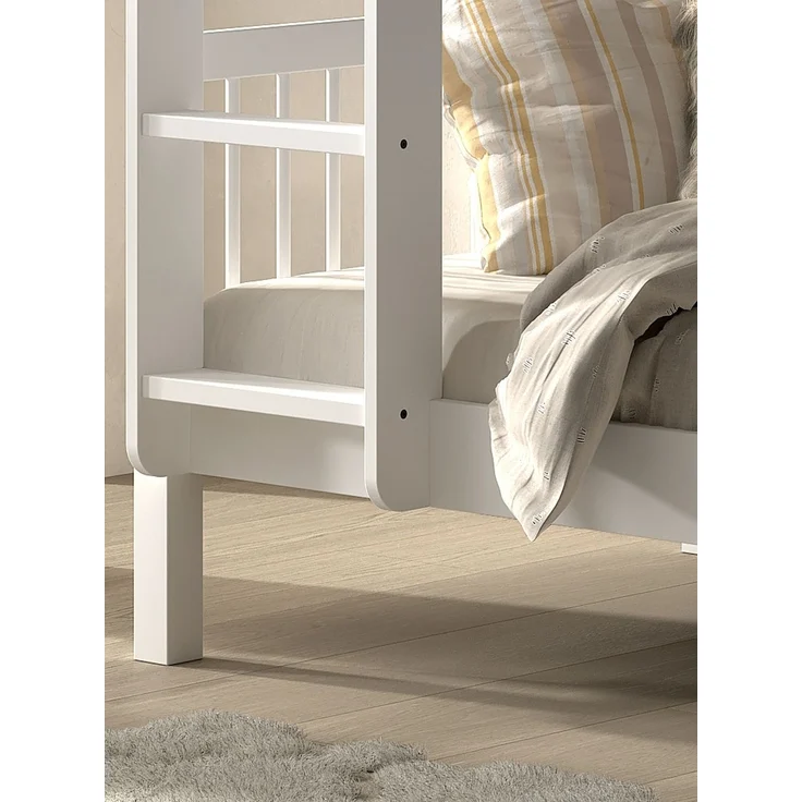 Etagenbett >Buche Massiv< in weiß lackiert - 207,5x175,4x97,5 (BxHxT) – Bild 4