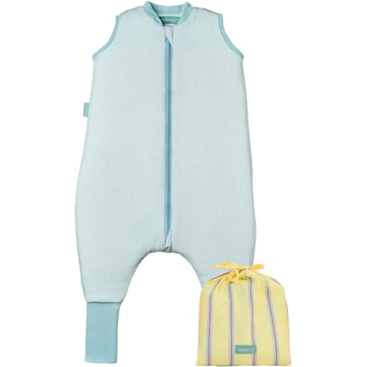 molis&co - Baby Schlafsack mit Füßen und Socke -Ideal für Frühling und Herbst - Babyschlafsack mit Beinen 1 tog - 100% Baumwolle (Oeko-TEX 100), Premium Qualität - Lagoon (80 cm) – Bild 2