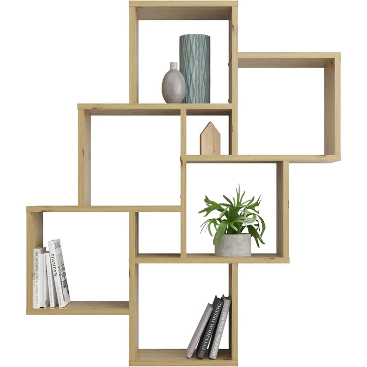 Wandregal >LAURIO 2< in Artisan Eiche Dekor - 81,2x94,3x15,7cm (BxHxT) – Bild 2