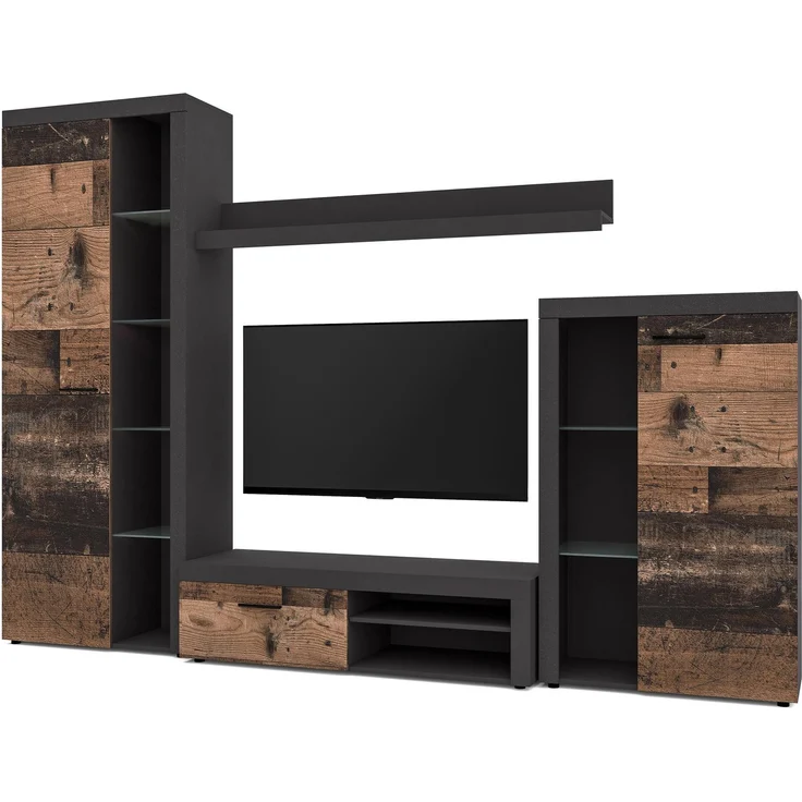 AX LIVING Spacoro Wohnwand grau modern Matera Oldwood 270 cm ohne LED – Bild 3