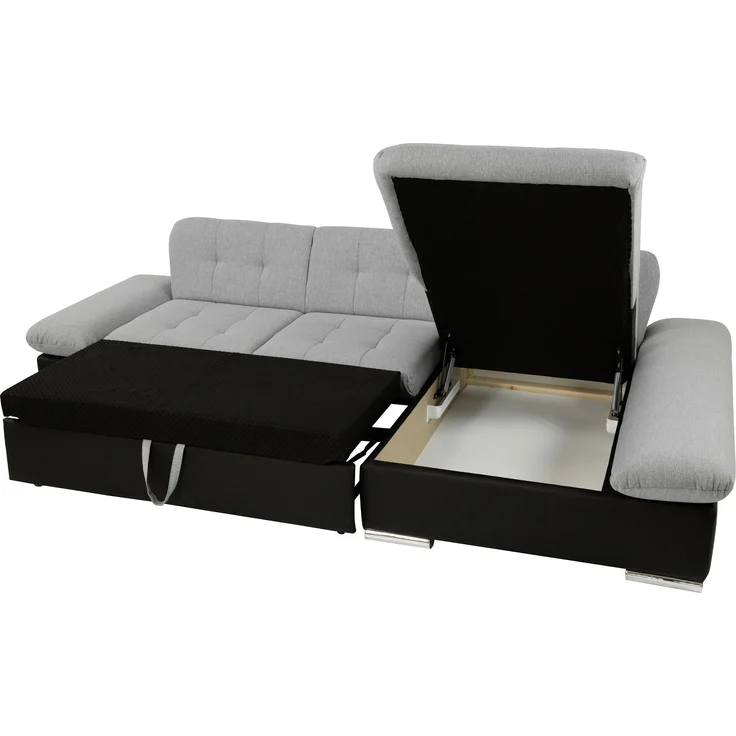 'Malwi' Ecksofa Cord, Grau, 76 x 161 x 278 cm, Links – Bild 5