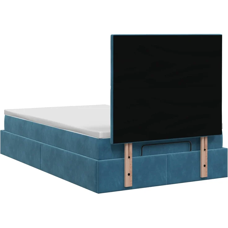 vidaXL Ottoman Bett mit Matratze Dunkelblau 120 x 190 cm Samt 3457783 – Bild 9