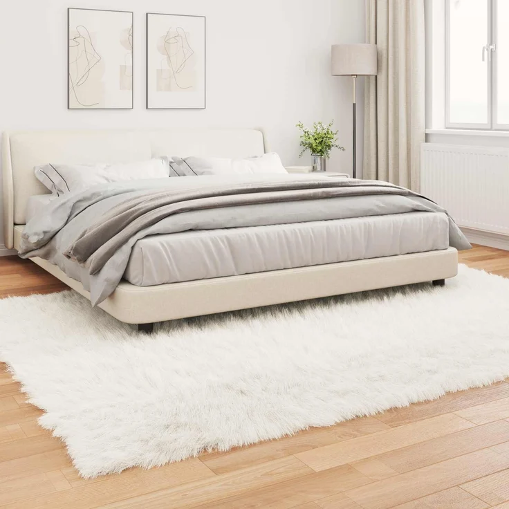 vidaXL Kunstschaffell Teppich Tafalla Weiß 200 x 280 cm Polyester 42021463 – Bild 3