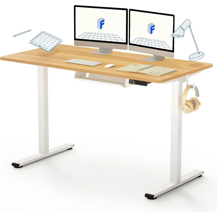 Flexispot E1 Elektrisch Höhenverstellbarer Schreibtisch mit Tischplatte 2-Fach-Teleskop, mit Memory-Steuerung (Ahorn)