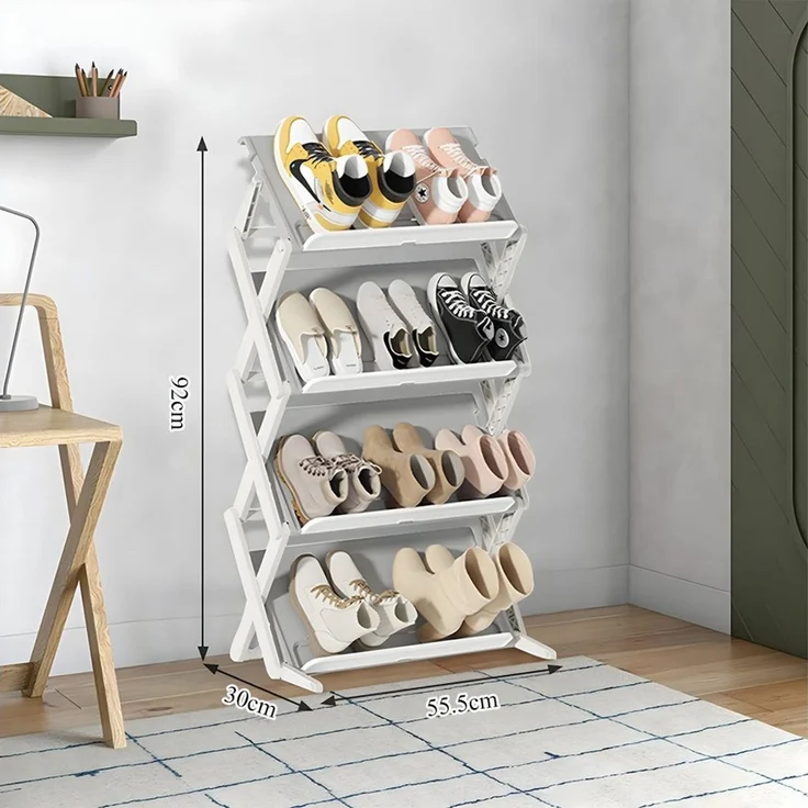 TUWENA Schuhregal Faltbares Schuhregal, Mehrschichtiges Hoch Schuh Organizer, 4 Etagen – Bild 2