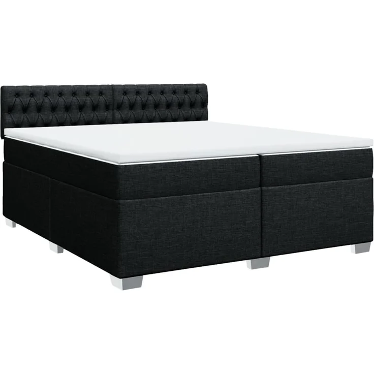 vidaXL Boxspringbett mit Matratze Schwarz 200x200 cm Stoff 3286004 – Bild 2