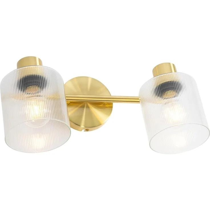Qazqa LED Aufbaustrahler Laura, ohne Leuchtmittel, E27, Gold, Art Deco, Glas, 2-flammig – Bild 3