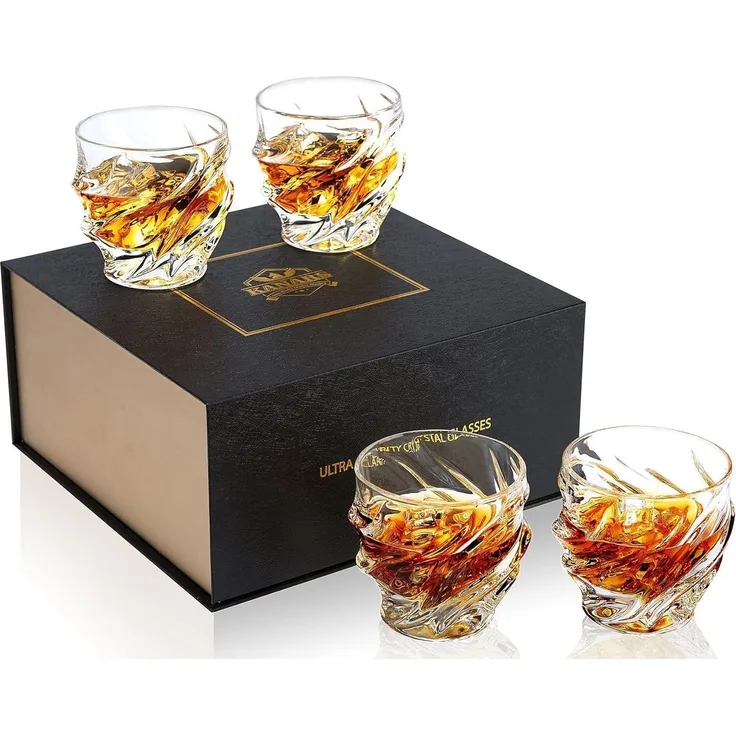 Whisky Gläser Kristallglas 4-teiliges Set 260ml Luxus Geschenk