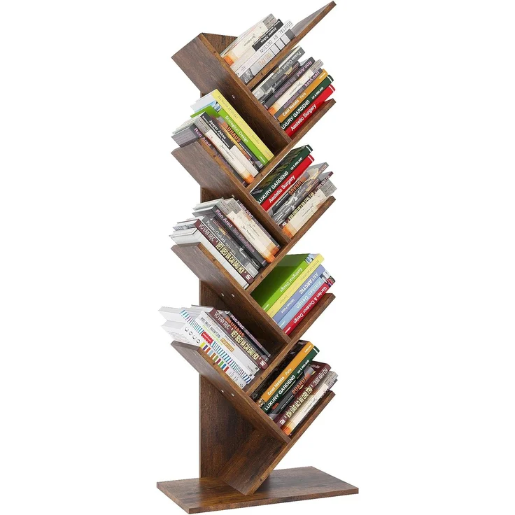 YITAHOME Baum-Bücherregal, Bodenstehendes Standregal, Industrielle Holzregale, Hohe Aufbewahrungsmöglichkeit für Ausstellungsstücke, Lagerregal für Wohnzimmer, Home-Office, Regal aus Vintagebraun – Bild 1
