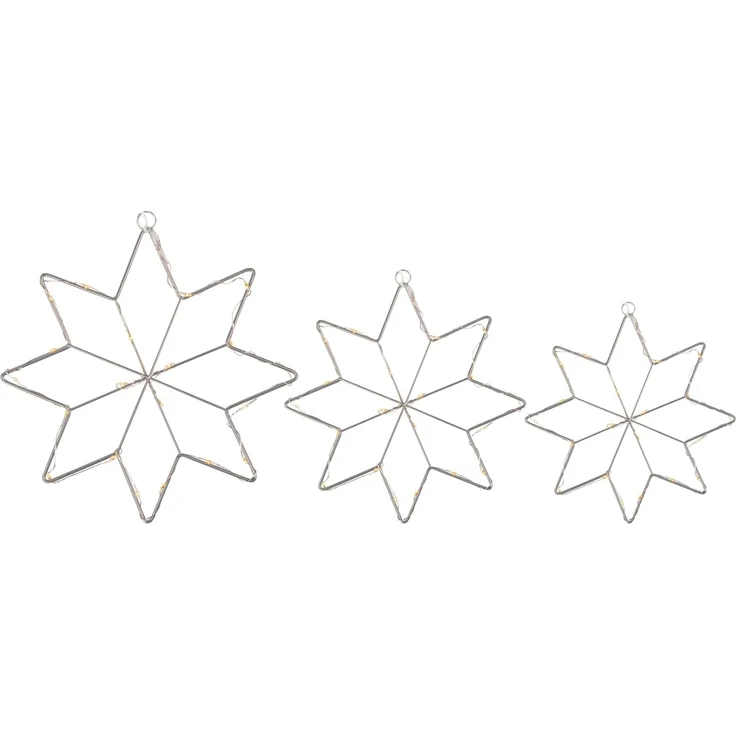 Idena LED Stern Kristall, LED fest integriert, warmweiß, 3er Set, mit Timer, für Innen und Außen, Weihnachtsdeko – Bild 3