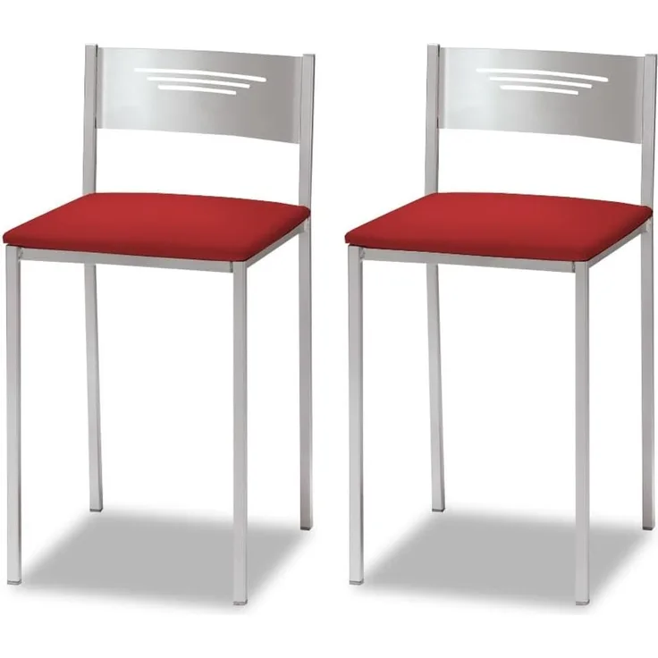 ASTIMESA Zwei Küchenhocker mit Rückenlehne aus Kunstleder, Rot, Sitzhöhe 45 cm