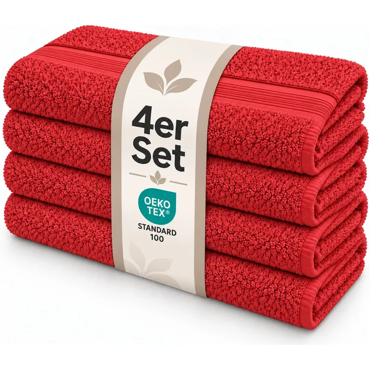 Gästehandtuch 4er Set 30 x 50 cm Rot