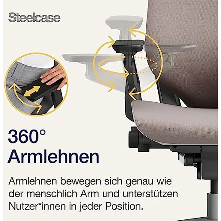 Steelcase Gesture Bürostuhl mit Bezug in Linse mit Kopfstütze, 66x62. 5x107 cm – Bild 7